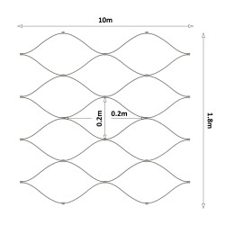 Lanková sieť, 1,8 x 10 m, oko 200 x 200 mm, o 2 mm, AISI 316 Lanková sieť, 1,8 x 10 m, oko 200 x 200 mm, o 2 mm, AISI 316